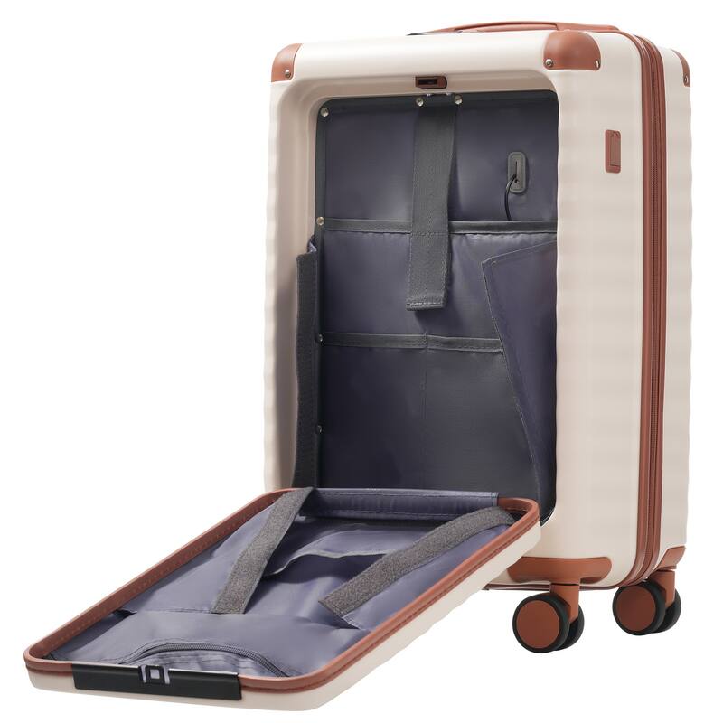 Luggage Sets 5 Piece, Expandable Carry on Suitcase with Spinner Wheels TSA Lock USB Port, Cup Holder Duffel Bag and Toiletry Bag