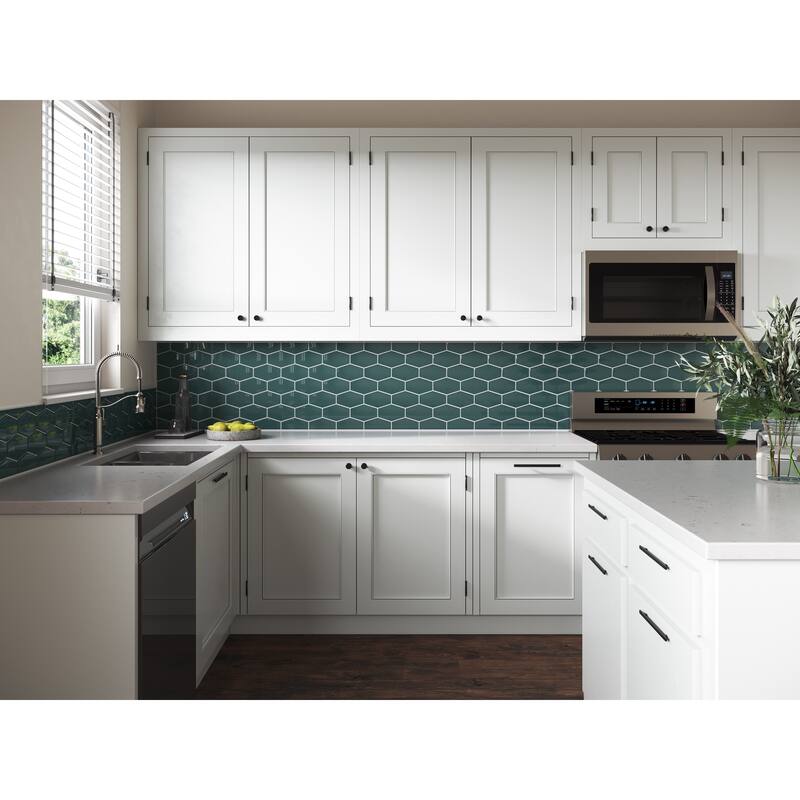 Long Hex 11 in. x 11 in. Glass Mesh-Mounted Mosaic Tile