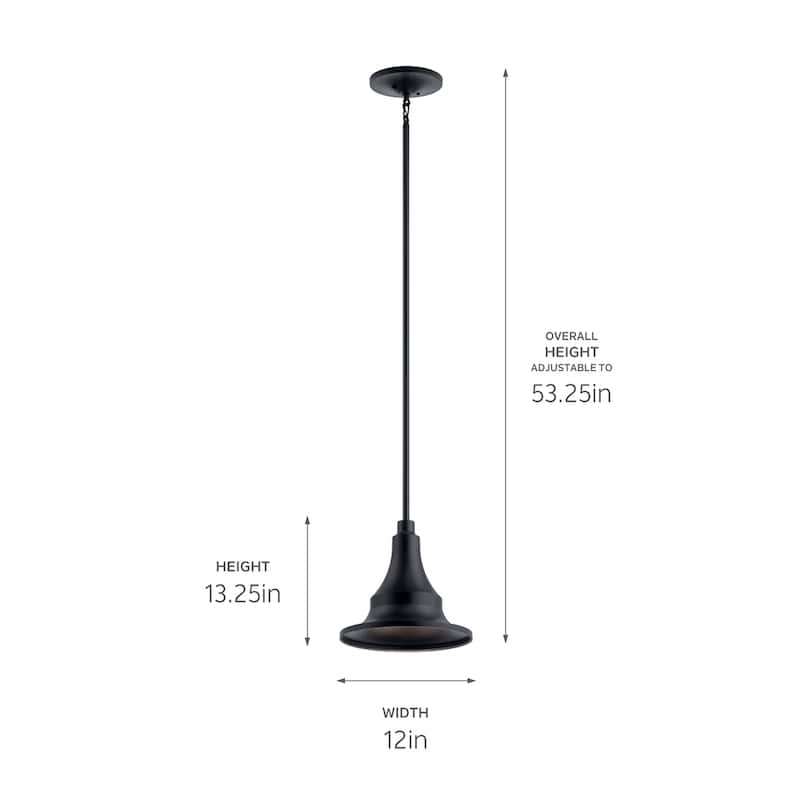 Kichler Hampshire 13.25 inch 1 Light Medium Outdoor Pendant/Semi Flush in Textured Black