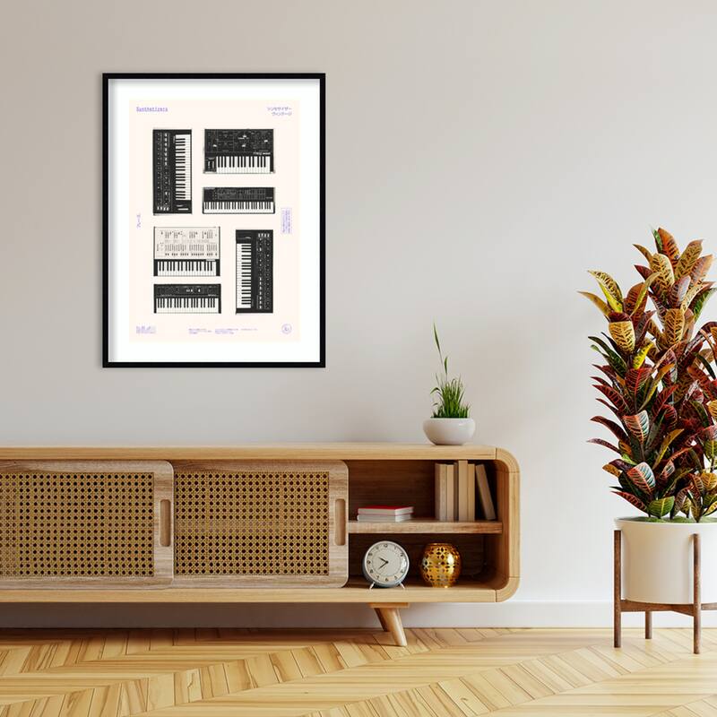 Synthetisers by Florent Bodart Wood Framed Wall Art Print