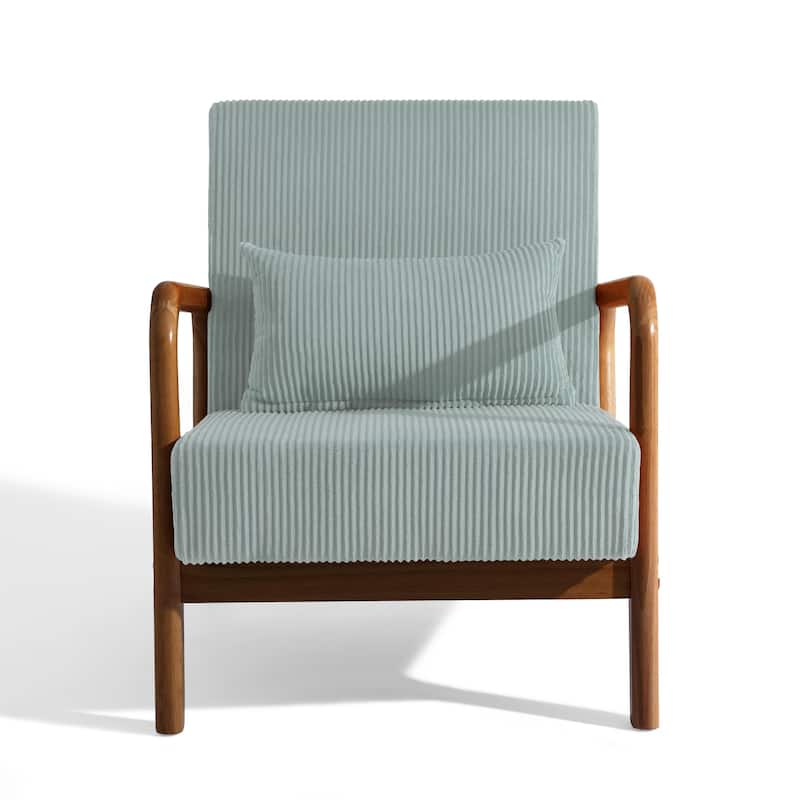 Uixe Mid Century Solid Wood Upholstered Corduroy Accent Chair