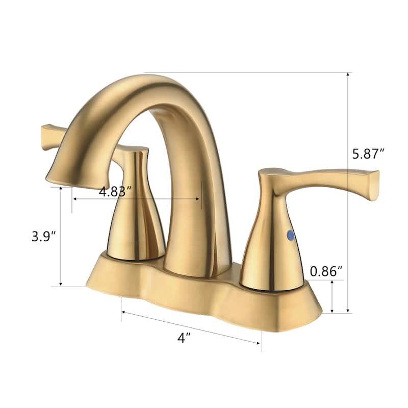Modern 2 Handle Curved Bathroom Sink Faucet with Pop Up Drain and Aerator, Corrosion and Rust Resistant