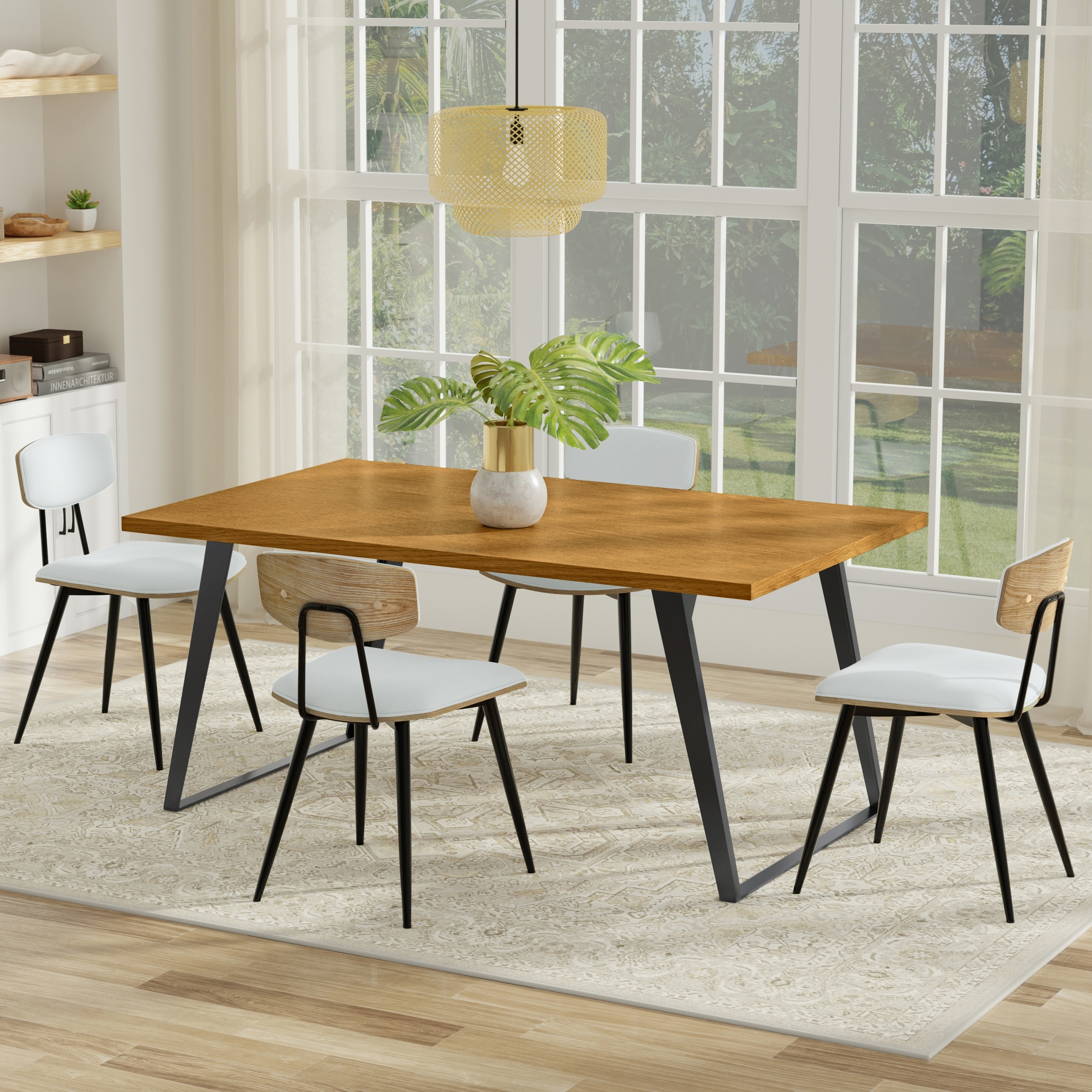 WyndenHall Mitchell 66 inch x 40 inch Rectangle Modern Industrial Dining Table - 66 inches wide