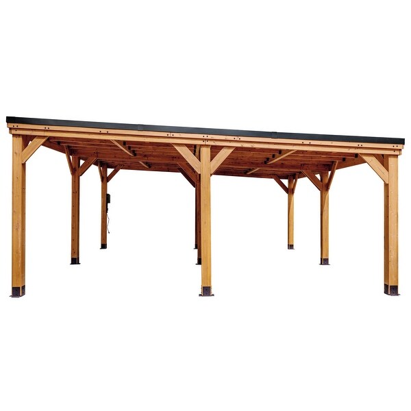 Backyard Discovery Kingsport 20x20' Cedar Wood Carport with Steel