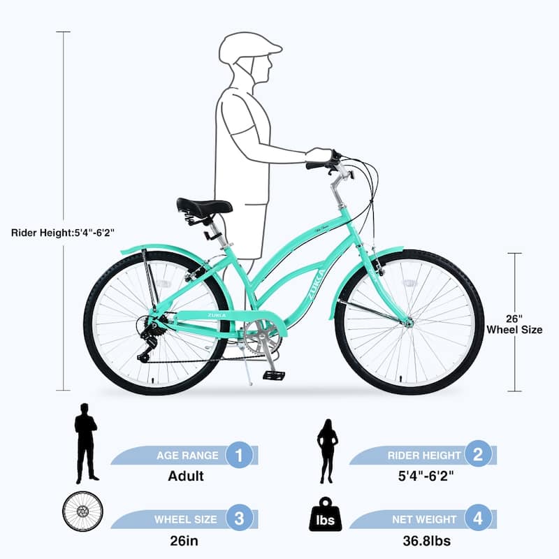 26 in. Steel 7 Speed Cruiser Bike for Women