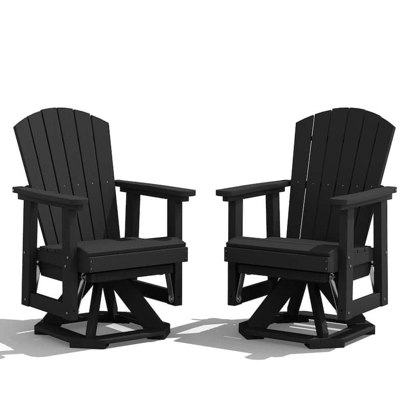 Set of 2 HDPE Adirondack Swivel Gliders, Outdoor Patio Chair Set