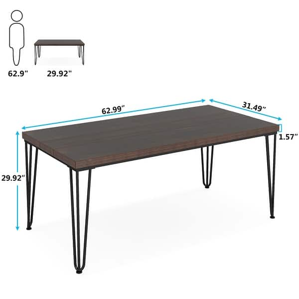 Rustic Wood Dining Table Dinner Table With Metal Legs For Kitchen 