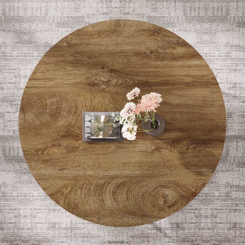 31.7" Round Coffee Table, Modern 2-Tier Living Room Table Center Table