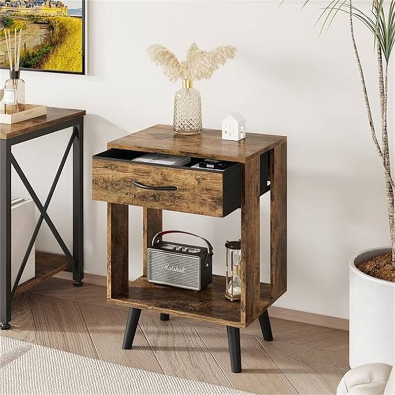 Nightstands Set of 2 with Fabric Storage Drawer