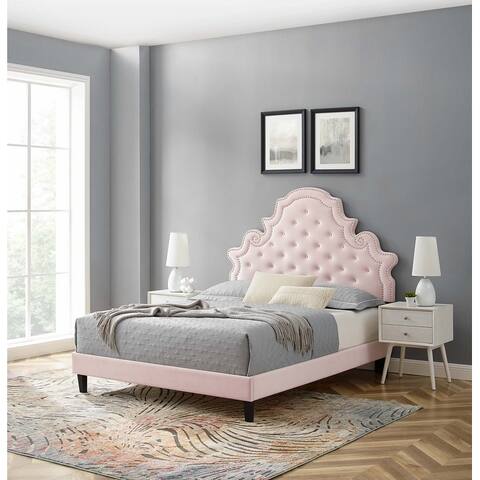 Gwyneth Tufted Performance Velvet Queen Platform Bed