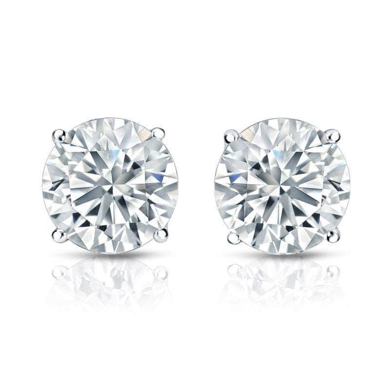 Auriya 2ctw Round Diamond Stud Earrings 14K Gold Certified