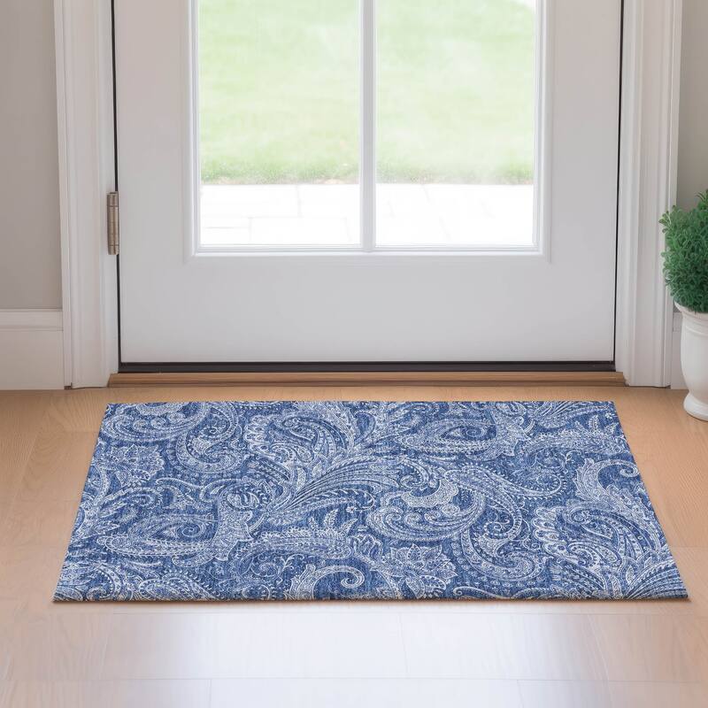 Premium Washable Super Soft Traditional Paisley Mayfield Rug - Navy - 1' 8" x 2' 6" - Rectangle