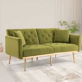 Modern Velvet Fabric Sofa, Convertible Futon Bed, Recliner Couch Accent ...
