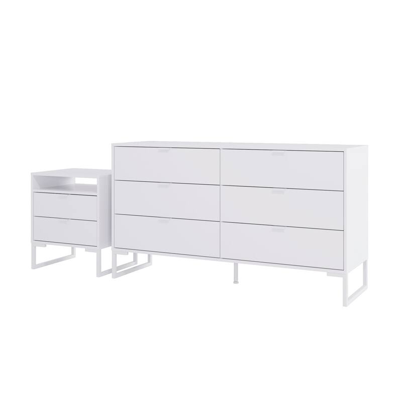 Kappesberg New Collins 2-Piece Bedroom Set, 6-Drawer Dresser and One 2-Drawer Nightstand