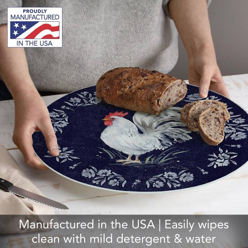Home To Roost 4mm Heat Tolerant Round Tempered Glass Cutting Board 16" Round Made in the USA Food Preparation Board