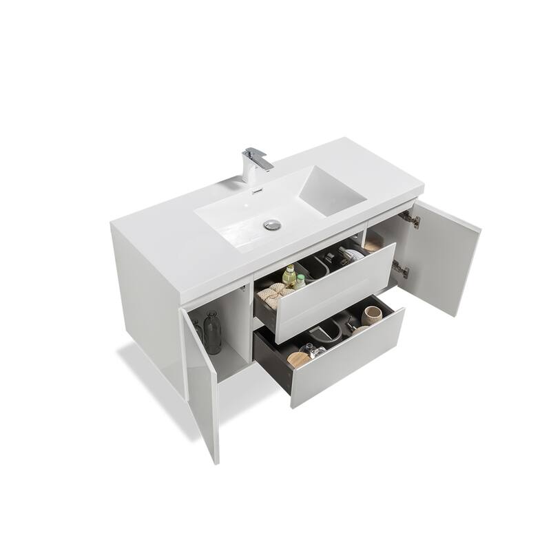 Floating Bathroom Vanity with Integrated Resin Top