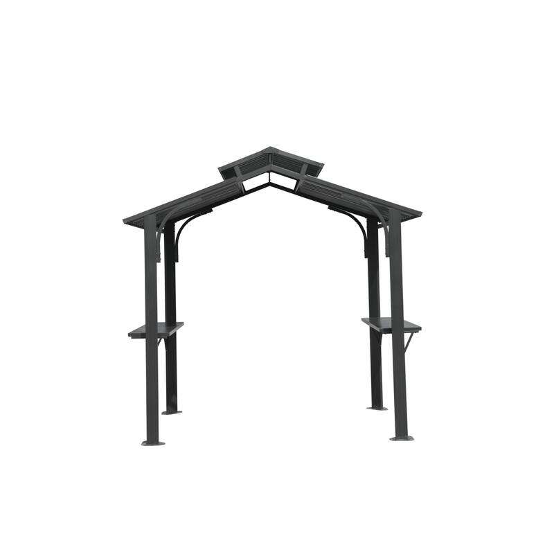 GDFStudio - Terry Outdoor BBQ Grill Gazebo with Hardtop Roof and Shelves, Aluminum Frame Patio Canopy