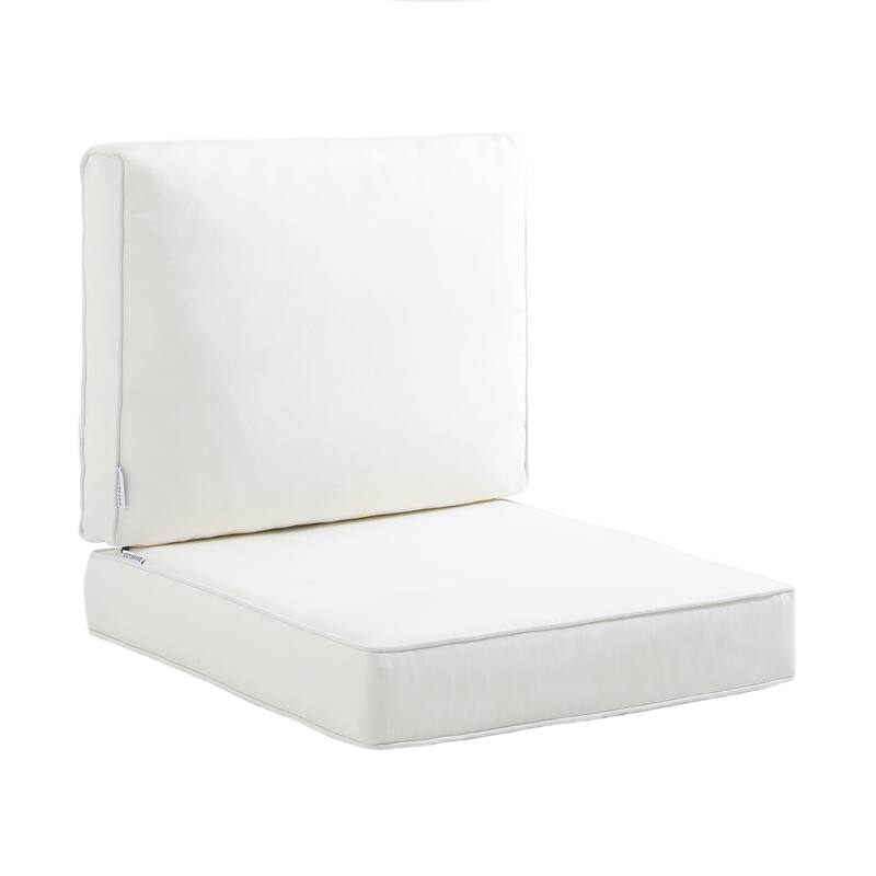 Outdoor Waterproof Rectangle Deep Seat Chair Cushion - White
