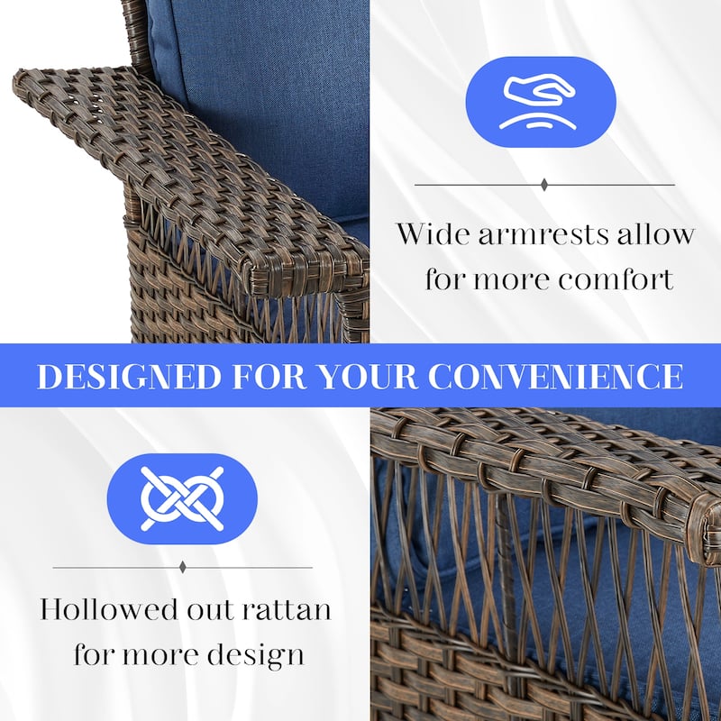 Outdoor Patio Sofa, Glider Chair and Table Ottoman