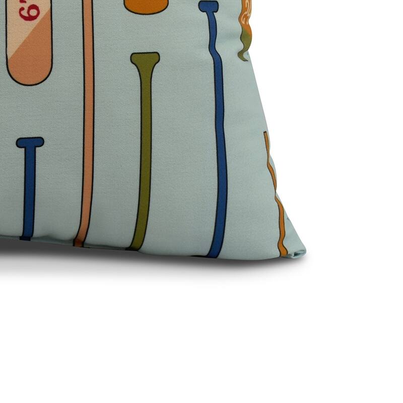 18 x 18 Inch Oar Numbers Geometric Print Outdoor Pillow