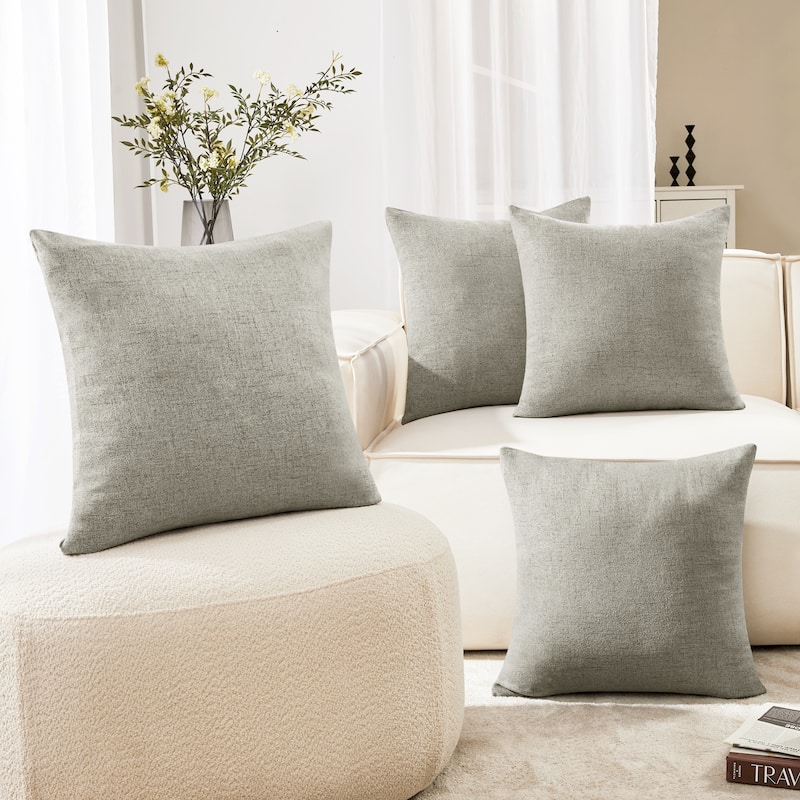 Deconovo Faux Linen Throw Pillow Covers 4 PCS(Cover Only)