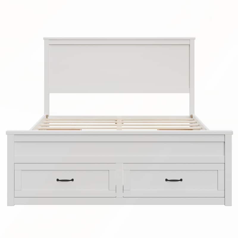 Modern Queen Size Wood Storage Bed Frame with 6 Drawers