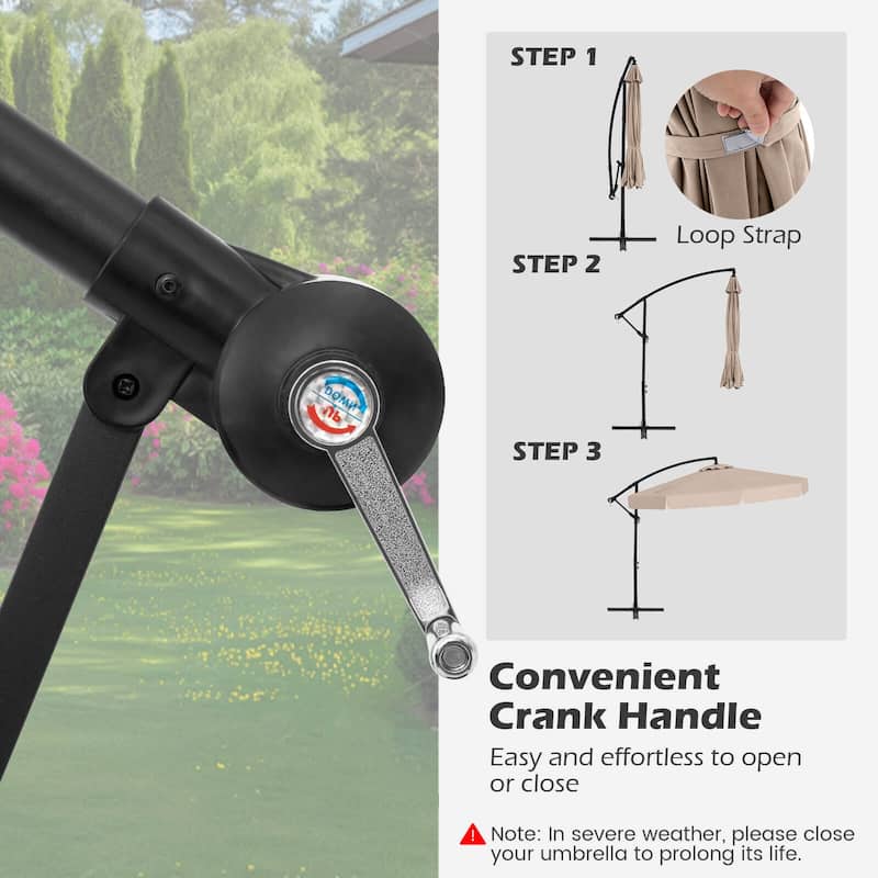 Costway 10 FT Offset Hanging Umbrella Patio Cantilever Umbrella with