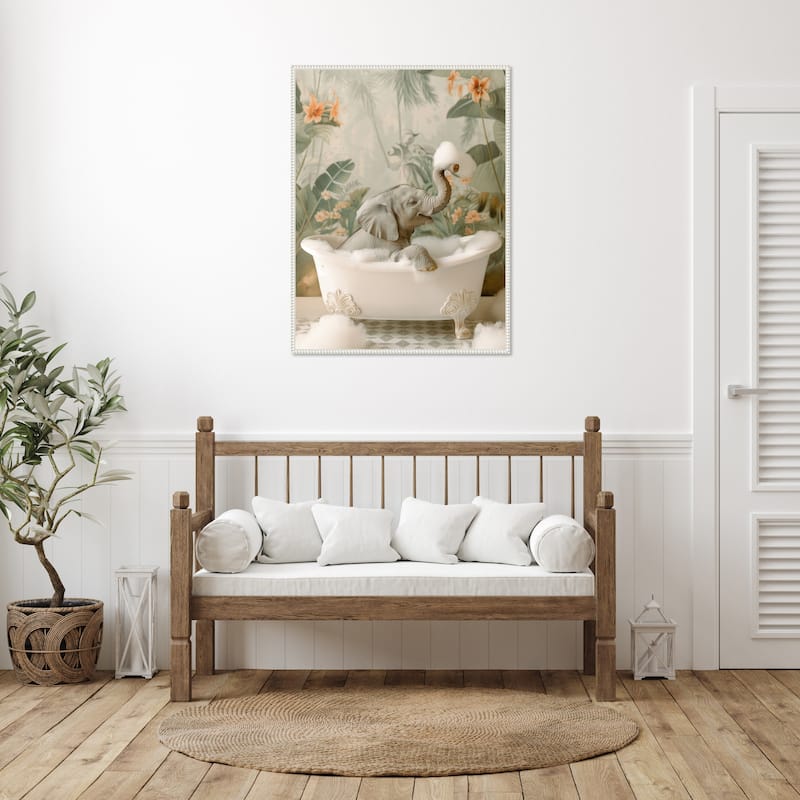 Elephant Bubble Bliss by Niky Rahner Framed Canvas Wall Art
