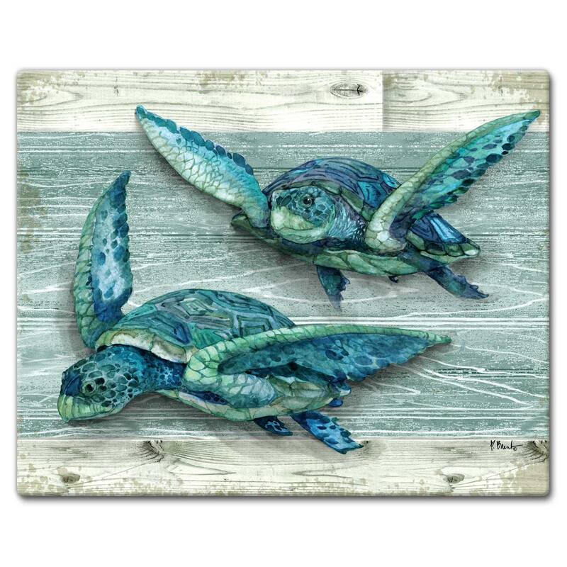 Counterart Glass Cutting Board Counter Saver 12"x15" , Northpoint Turtles - 12x15x.219