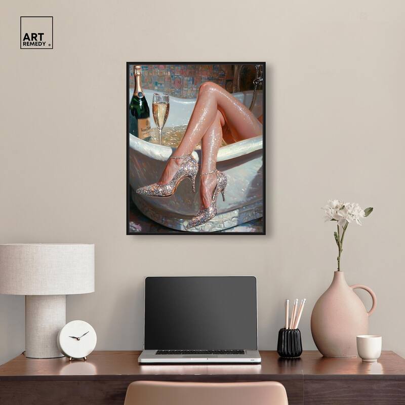Champagne Bath Party Canvas by Art Remedy