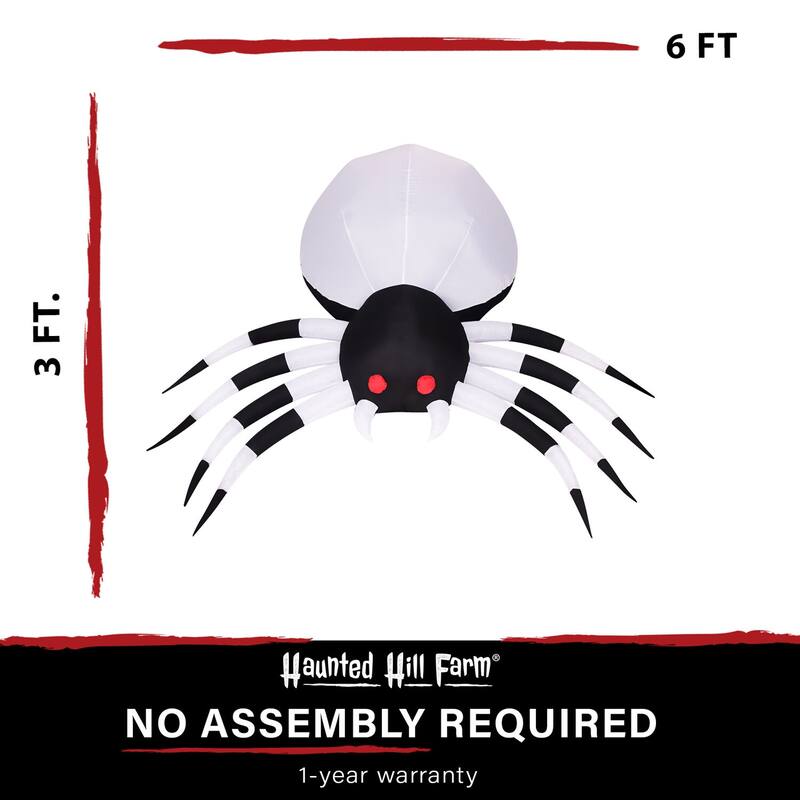 Haunted Hill Farm 6-Ft. Inflatable Pre-Lit Spider with Disco Lights