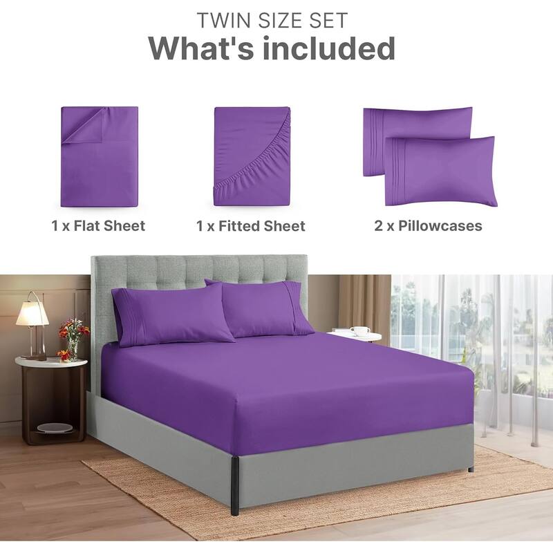 CGK Linens 6 Piece Extra Deep Pocket Microfiber Hotel Luxury Bed Sheets Set