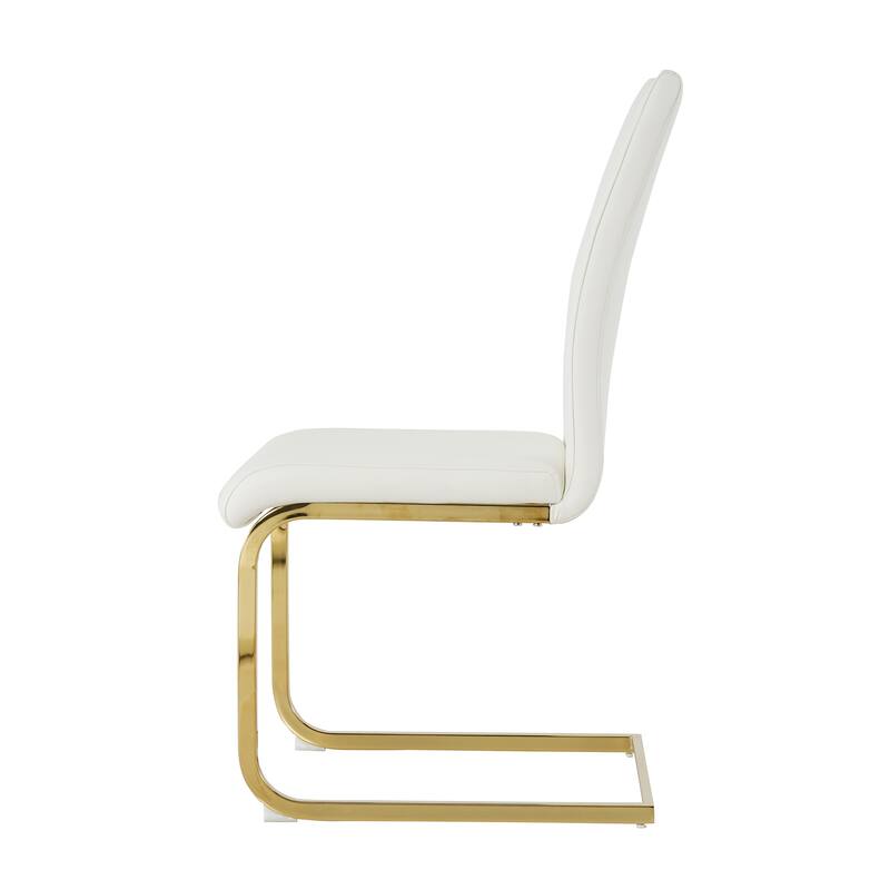 Modern Dining Chairs with Chrome Metal Legs Set of 2
