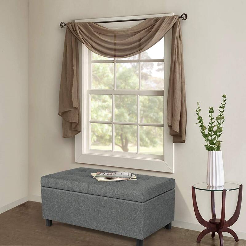 Adeco 35" Tufted Rectangular Storage Ottoman Bench
