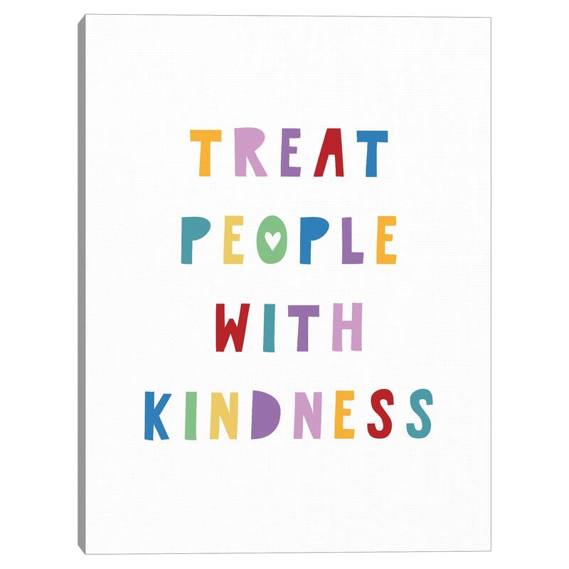 Rainbow Words Kind Canvas Art Print
