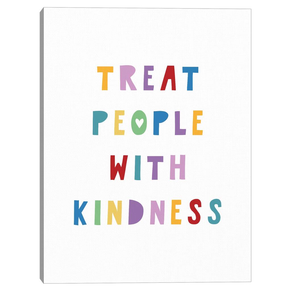 Rainbow Words Kind Canvas Art Print