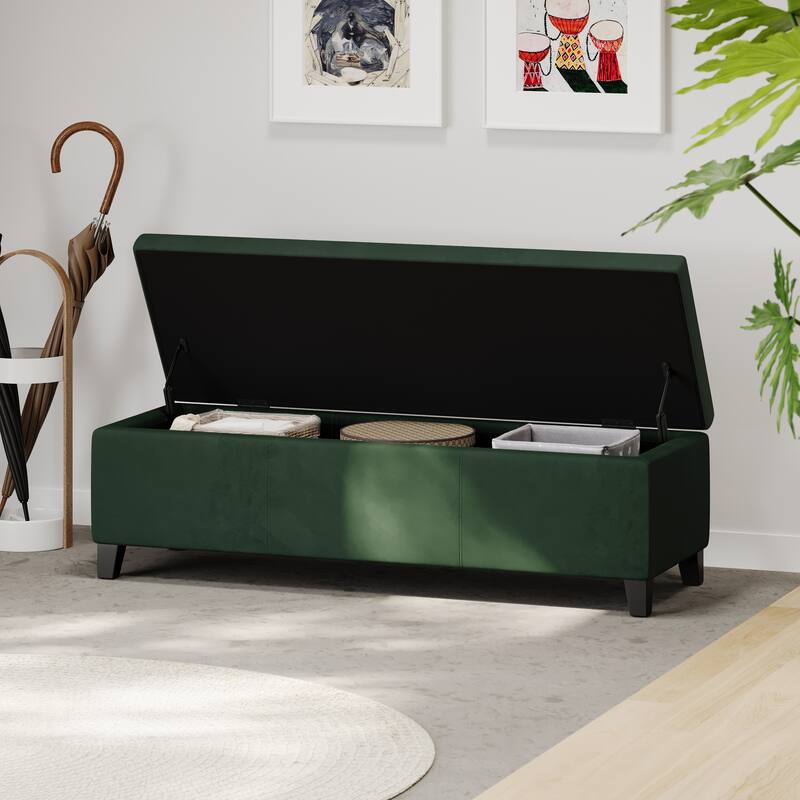 Premium Velvet Storage Ormans Bench Doubles as a Coffee Table in the Living Room