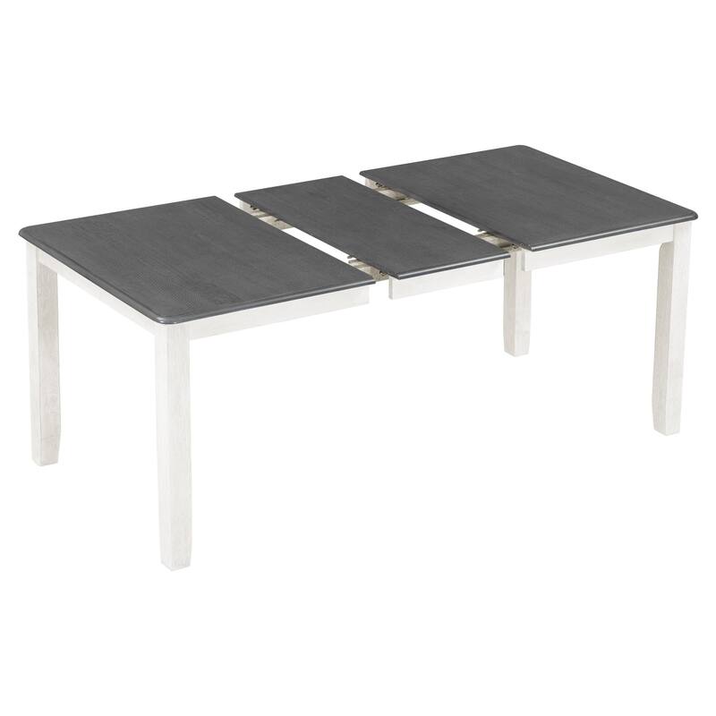 Retro Style 7-Piece Dining Table Set with Extendable Table and 6 Upholstered Chairs