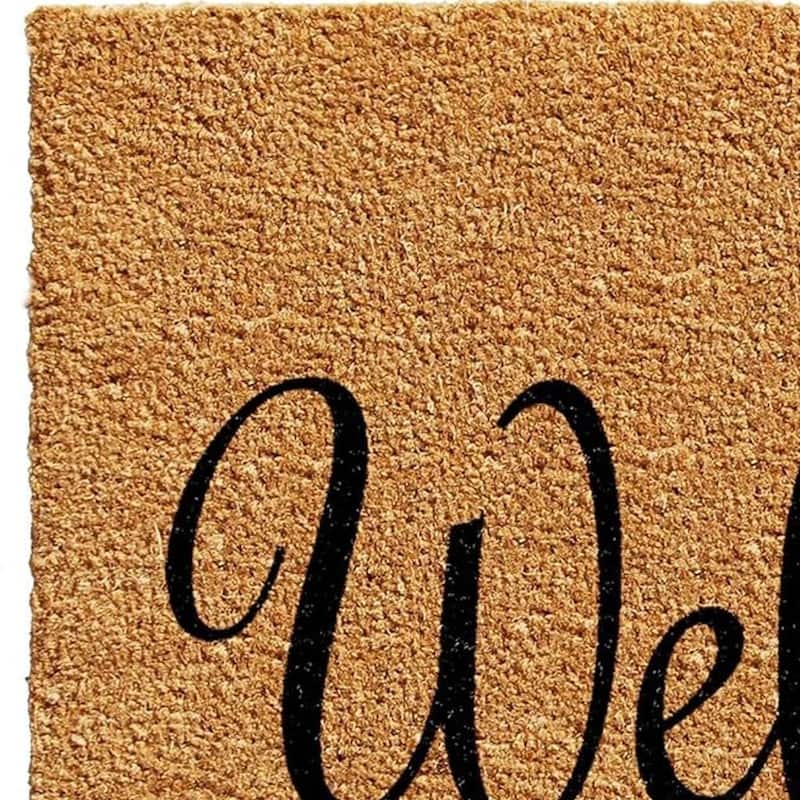 HomeRoots 24" X 36" Black And Natural Coir Pineapple Welcome Outdoor Door Mat - 24' X '36