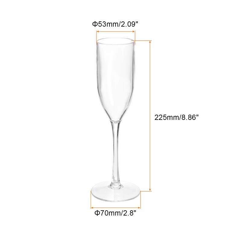 Champagne Flutes 5.07oz Transparent Champagne Glasses Elegant - 1Pcs