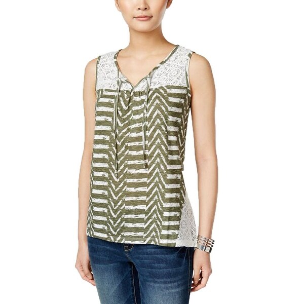 Shop Style Co Petite Women S Green Aztec Printed Lace Detail