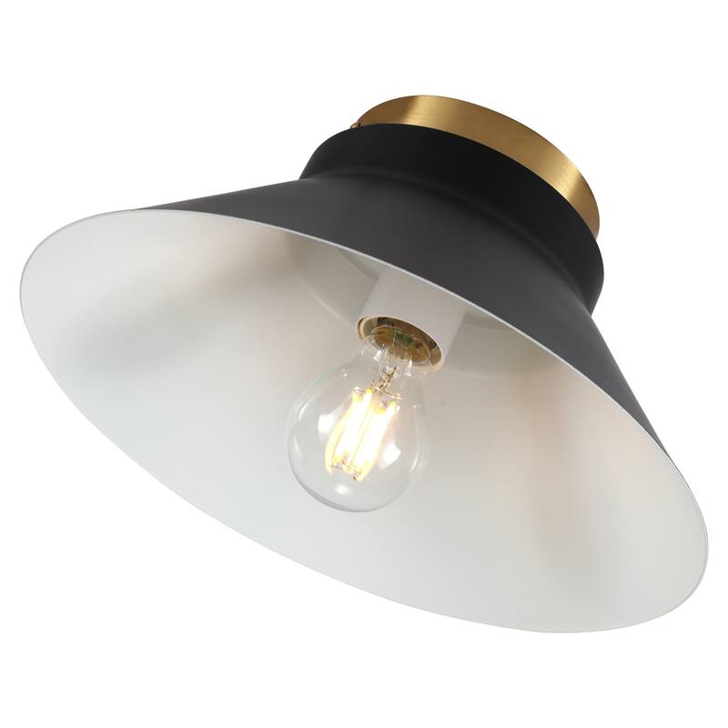 Modern Black Gold Flush Mount Ceiling Light for Hallway Stairway Foyer - Matte Black