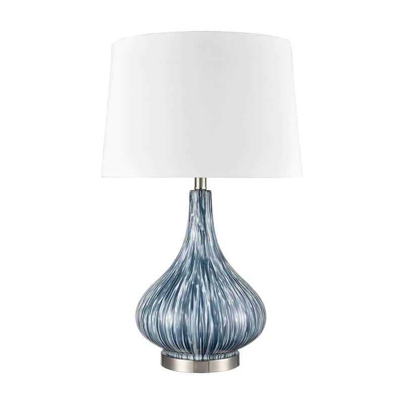 Elk Home Northcott Blue With White Linen Shade 1 Light Table Lamp