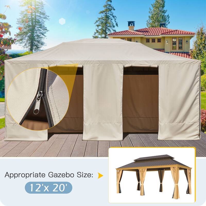 EROMMY Winter Gazebo Cover, Outdoor Cover for Hardtop Gazebos, Enclosed Cover with Sidewalls and Mesh Windows