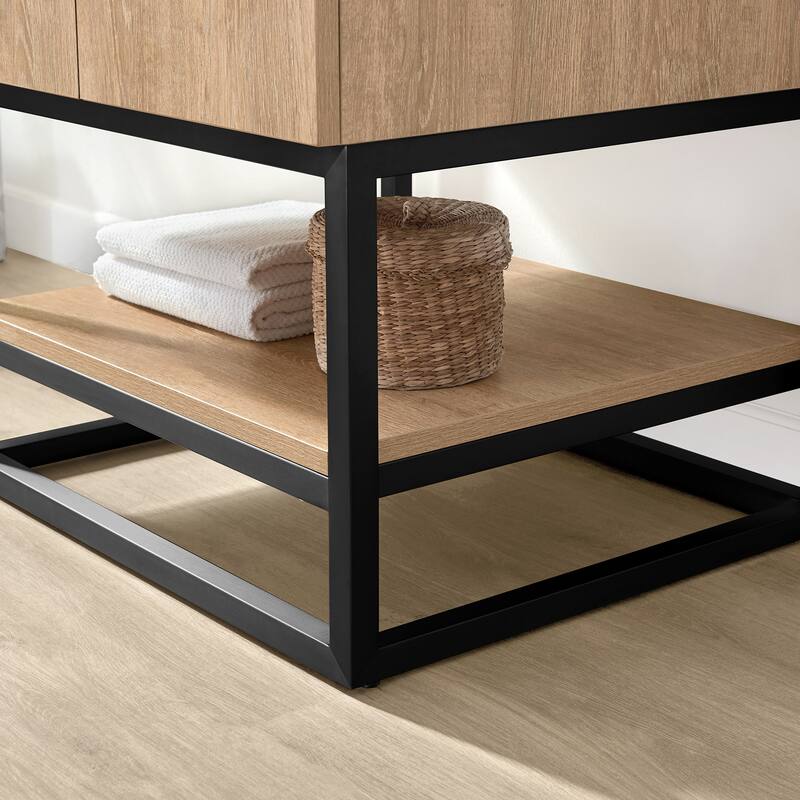 Alistair Single Bath Vanity with White Grain Stone Top without Mirror