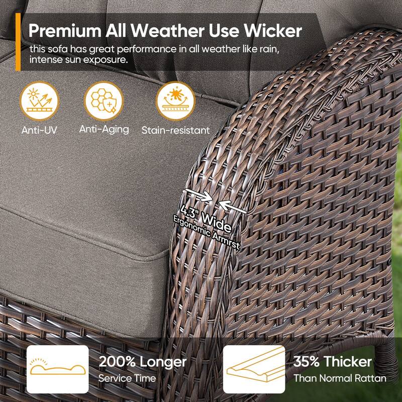 Pocassy 6 Piece Ooutdoor Sofa with Patio Chair Ottoman Table
