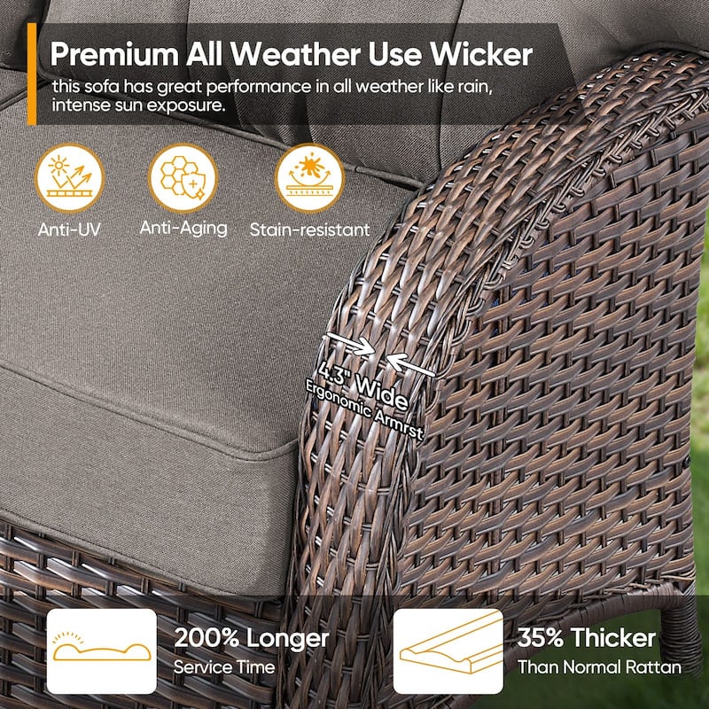Pocassy Ooutdoor Fire Pit Table with Sofa Patio Chair Set