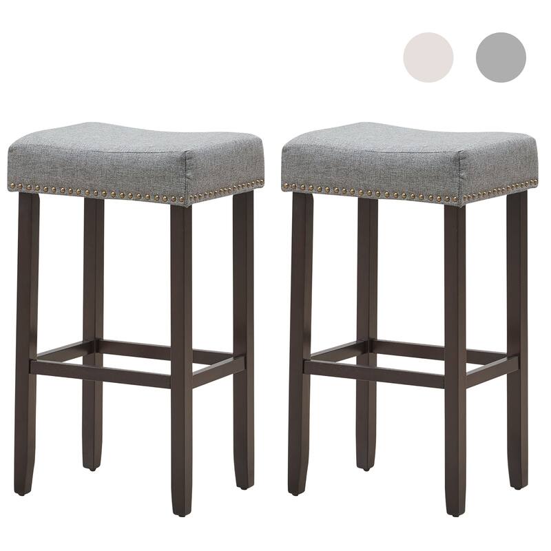 2 PCS Saddle Stools Counter Height Backless Stools with Padded Seat