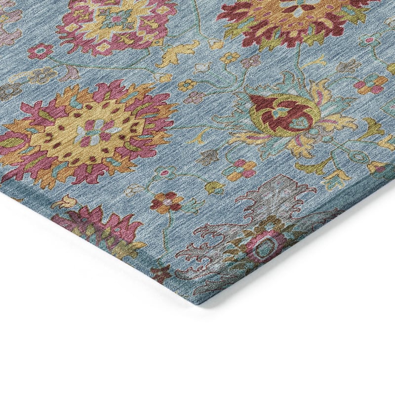 Machine Washable Indoor/ Outdoor Traditional Kashan Chantille Rug