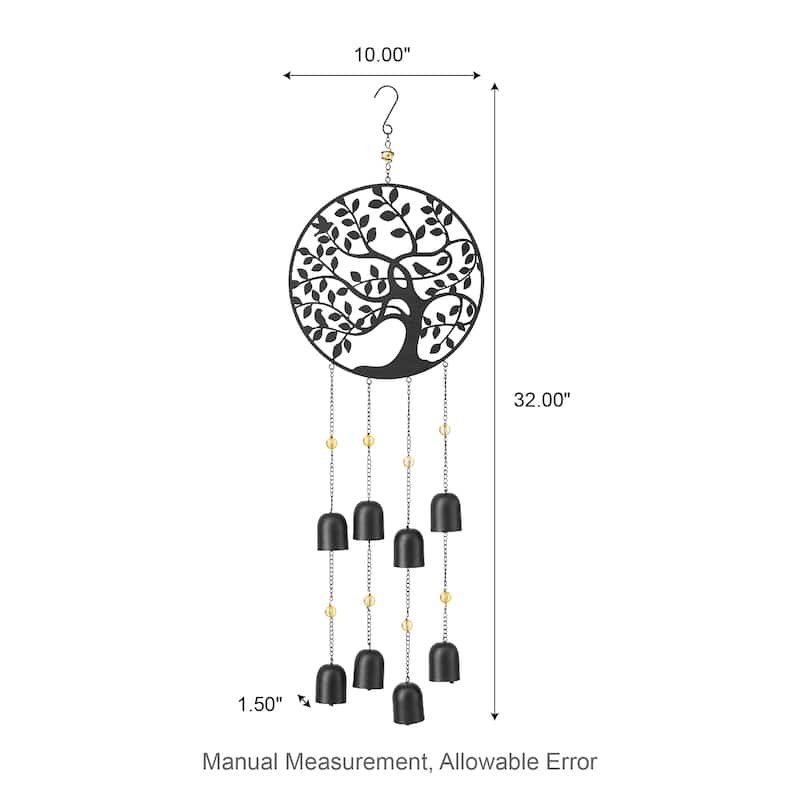 Glitzhome 32"H Metal Tree of Life Windchime with Bells - 32''H